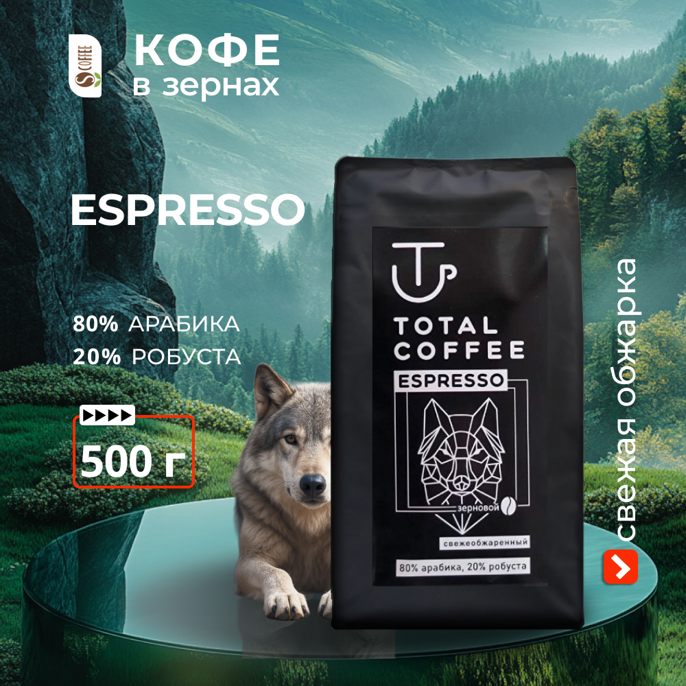 volk500kv Кофе в зернах Total Coffee ESPRESSO 500 гр (свежей обжарки) — изображение 1